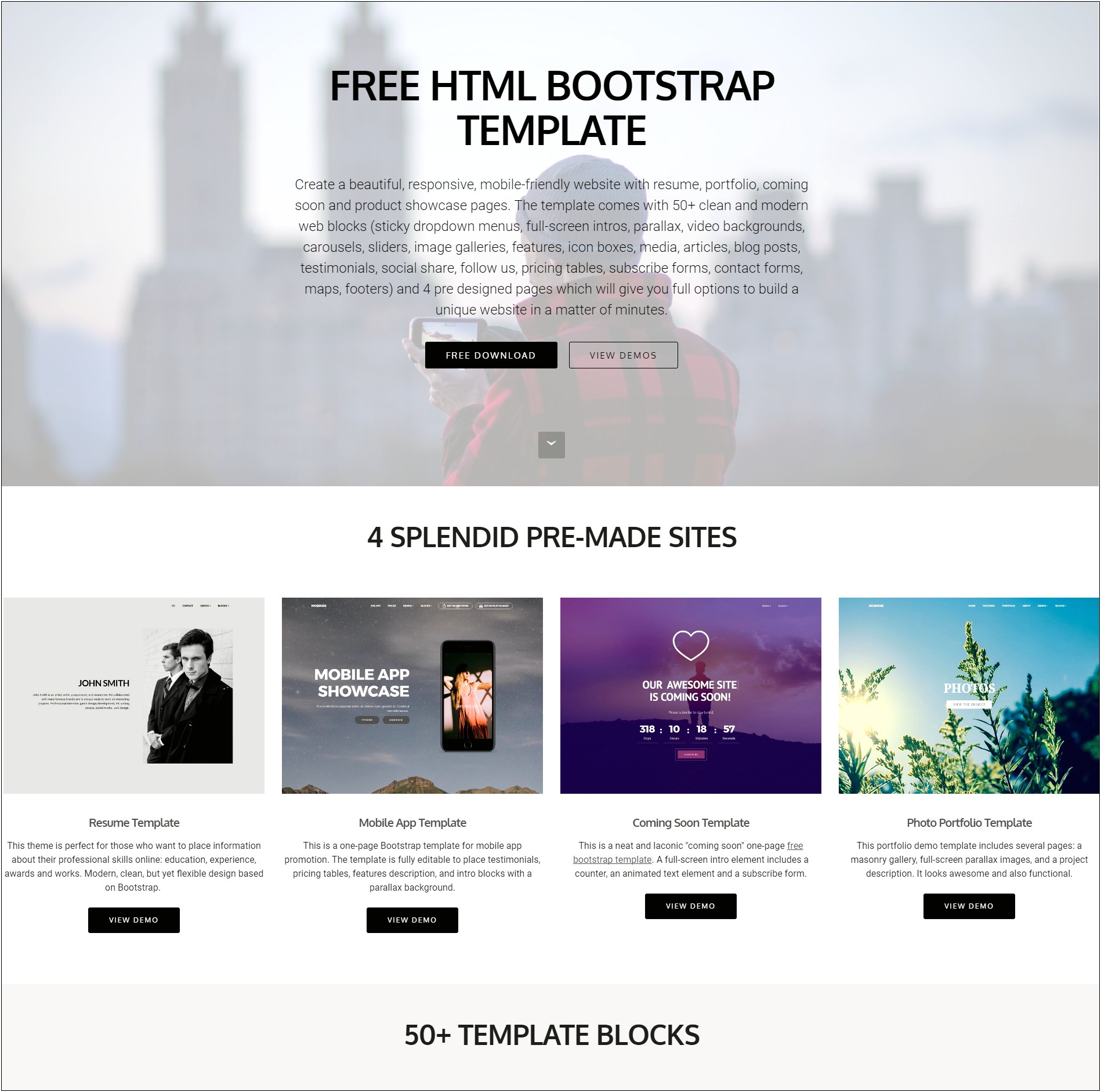 Bootstrap Parallax Html Template Free Download