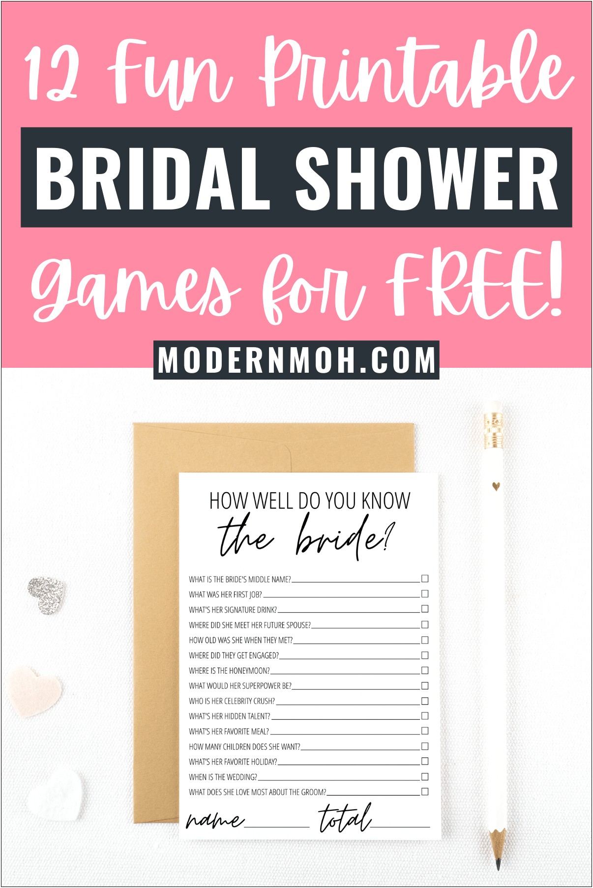 Bridal Shower Bingo Blank Template Free