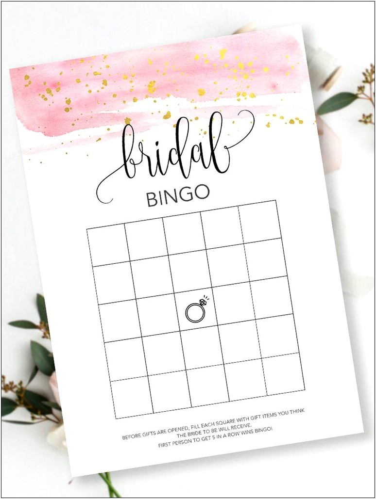 Bridal Shower Bingo Card Template Free