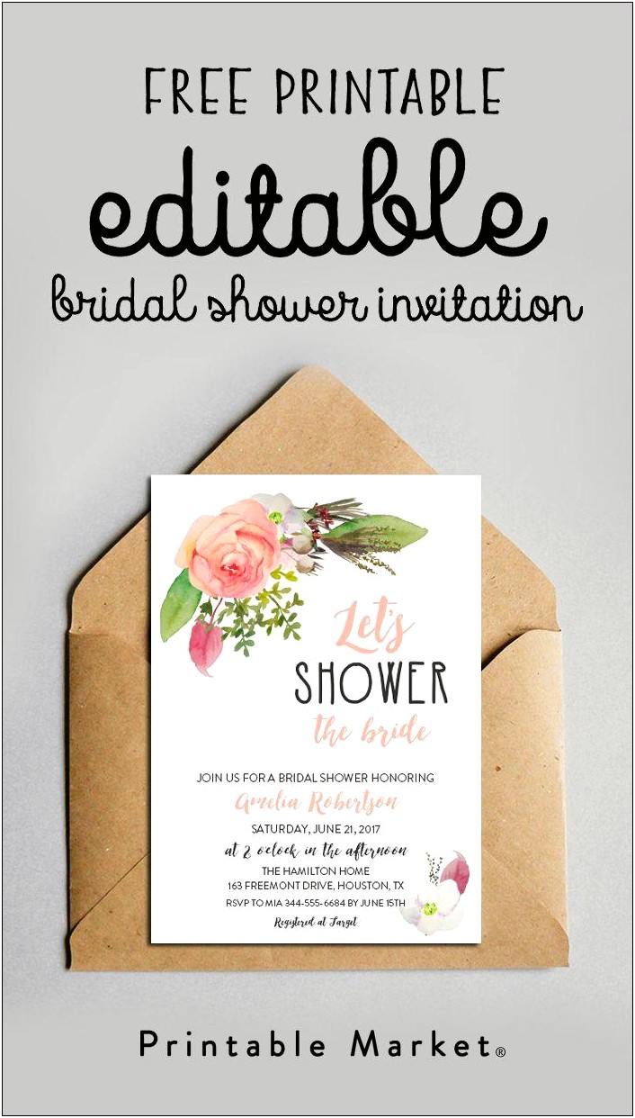 Bridal Shower Invitation Cards Free Templates