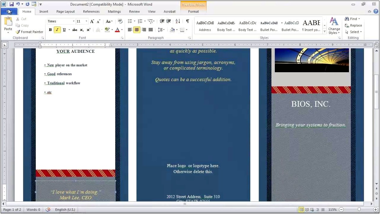 Brochure Templates Free Download For Word 2013