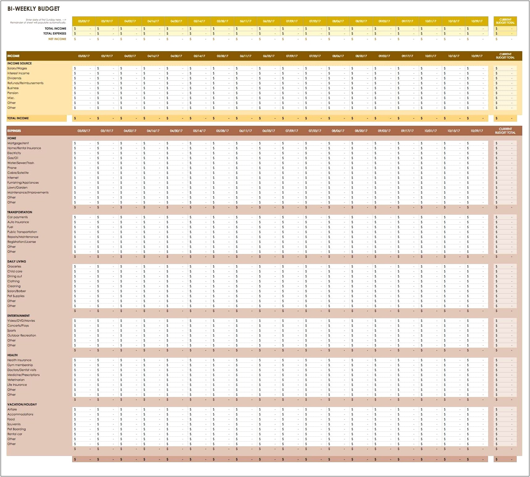 Budget Template Google Sheets Free College Students