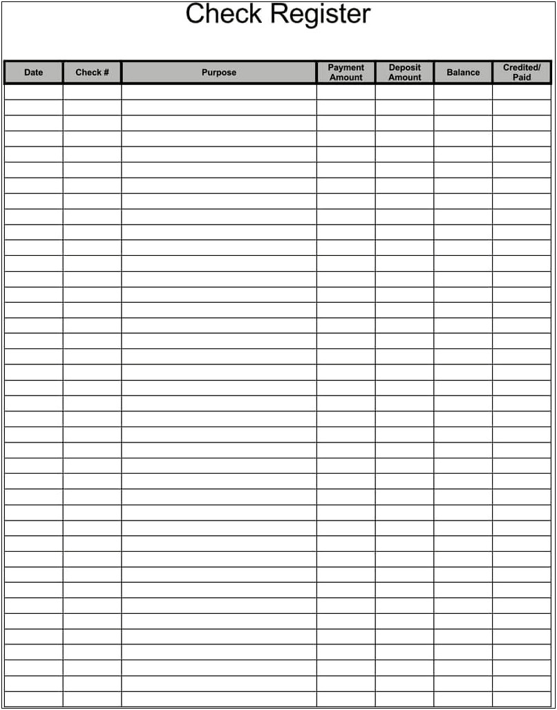 Busines Check Register Template Free Download Excel