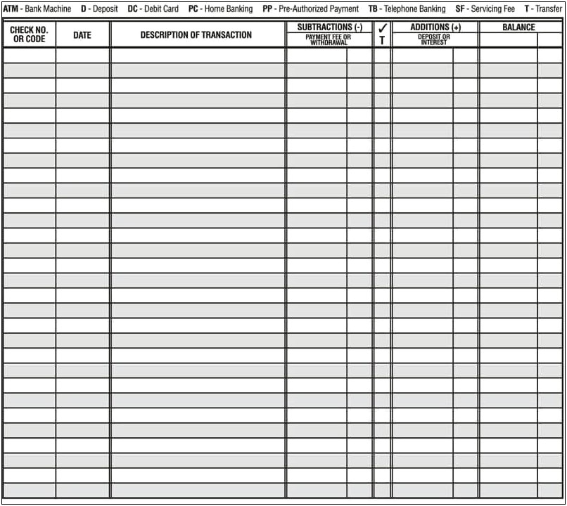 Busines Check Register Template Free Excel