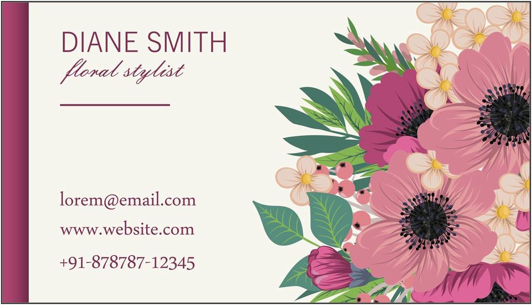 Business Card Template Free Word Roses