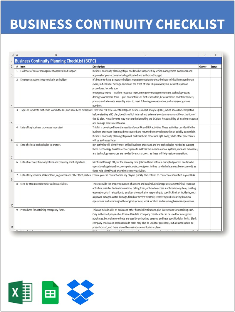 Business Disaster Recovery Plan Template Free