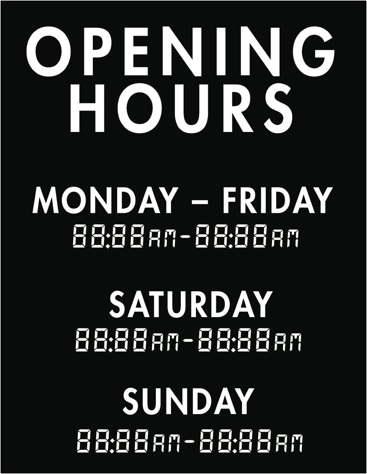 Business Hours Sign Template Free Illustrator