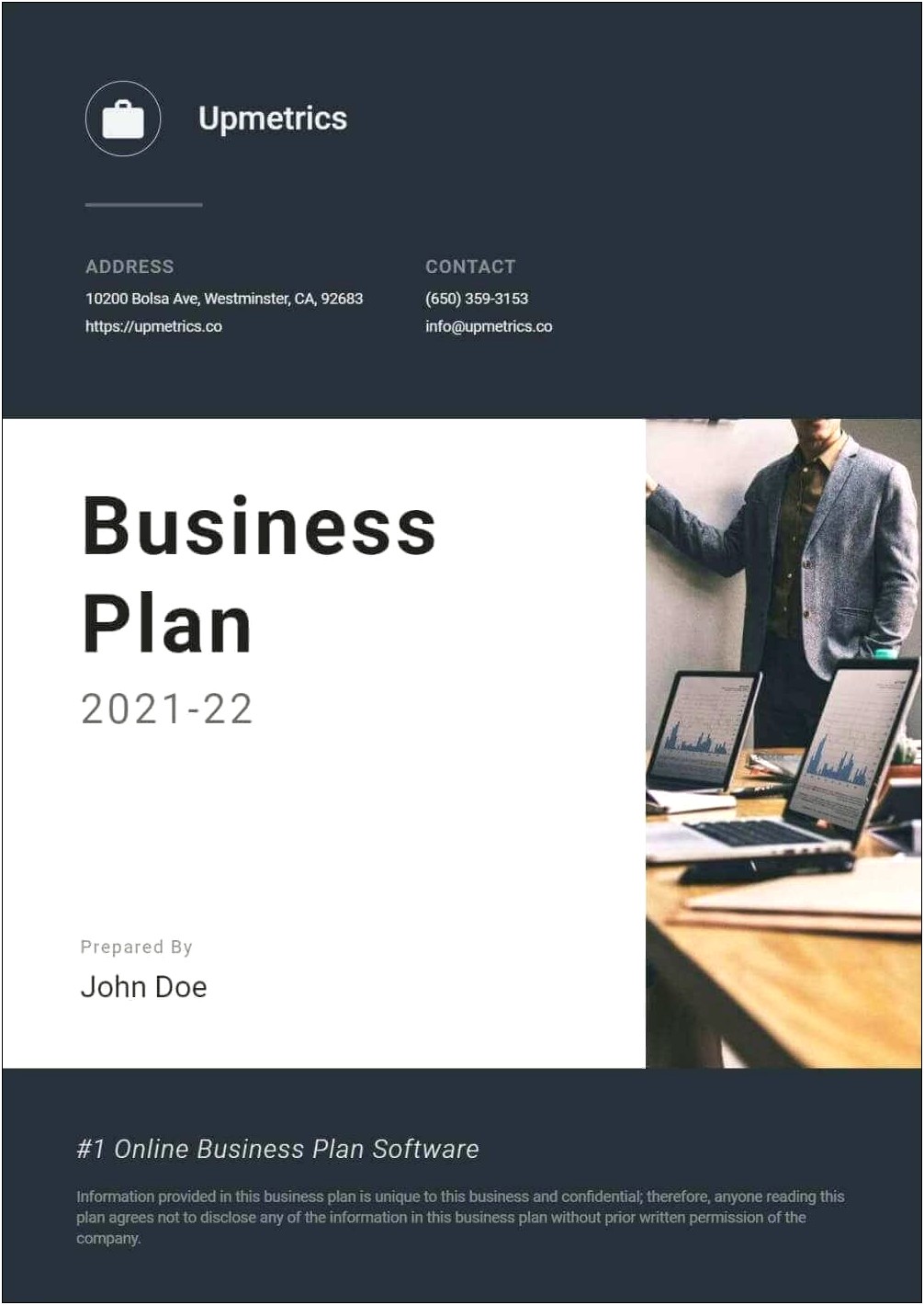 Business Plan Cover Page Template Free