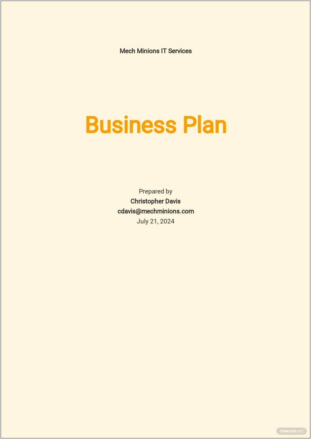 Business Plan Pro Template Free Download