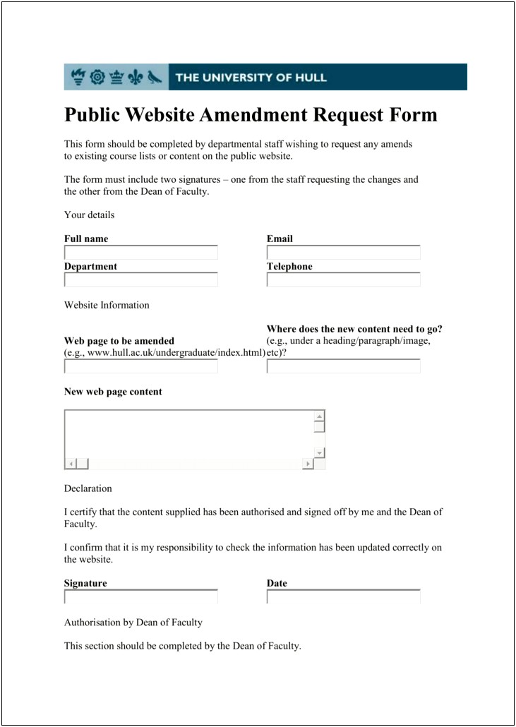 Business Pricing Amendment Form Template Free Download