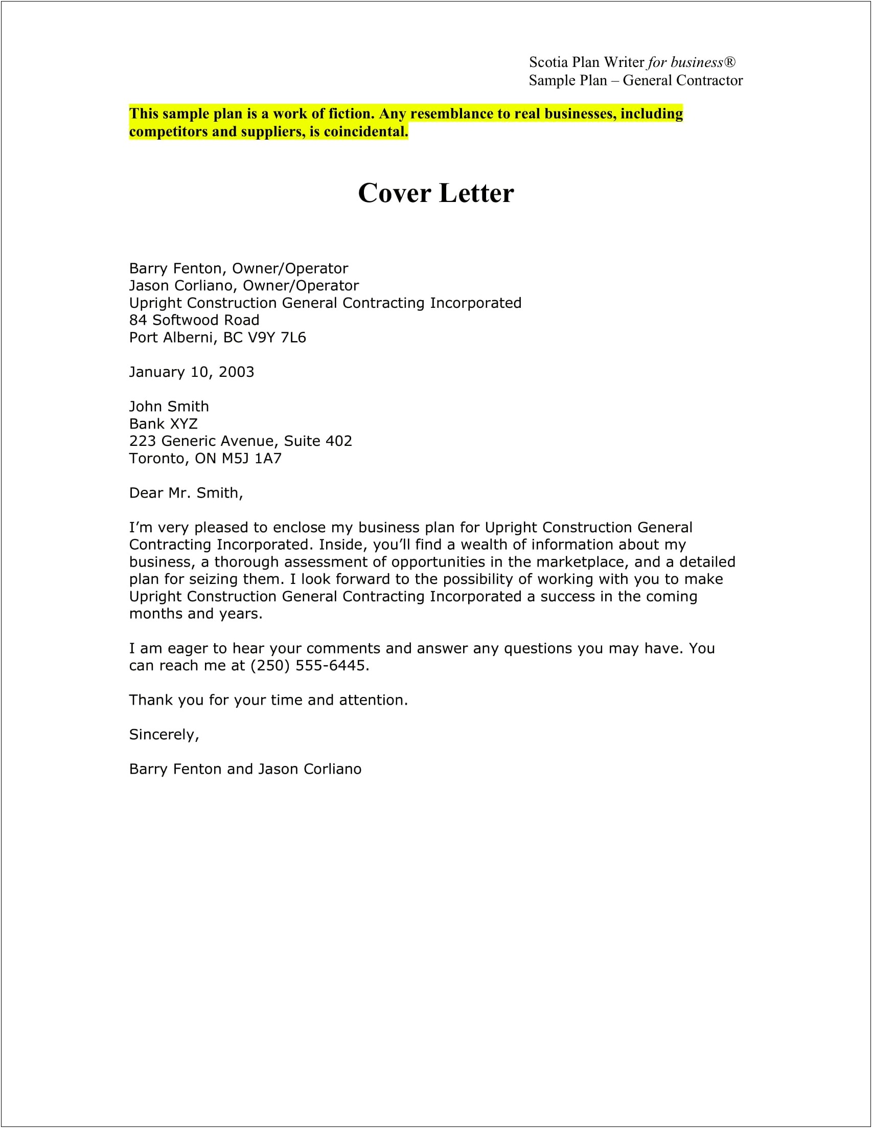 Business Proposal Cover Letter Template Free