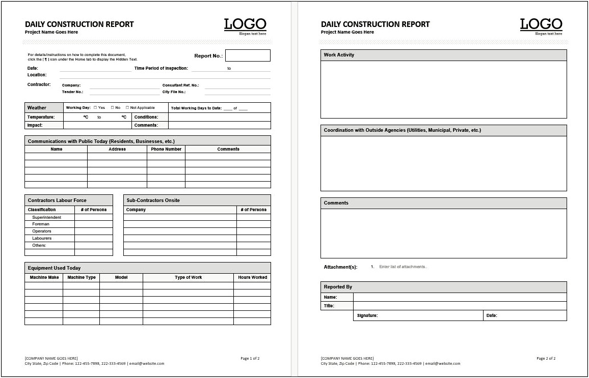 Business Report Template Word 2010 Free