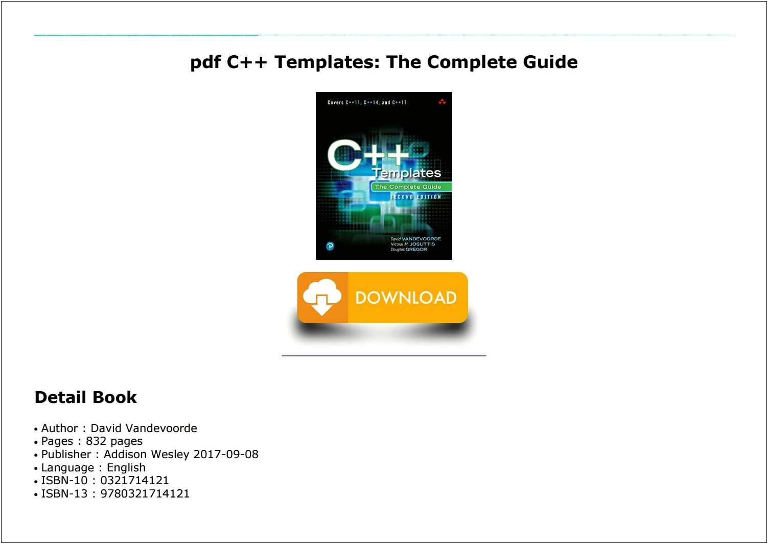 C++ Templates The Complete Guide Pdf Download Free