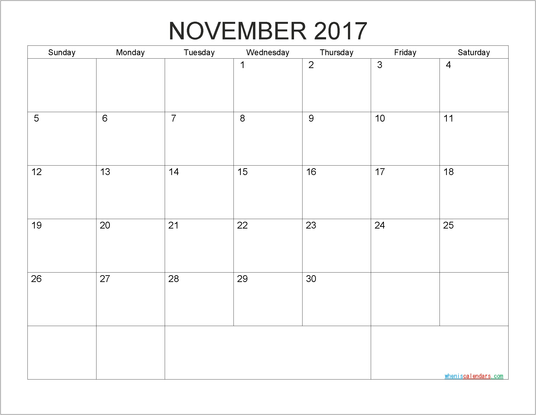 Calendar 2017 Nov And Dec Free Template