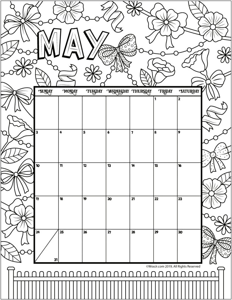 Calendar Templates Free Printable Coloring Calendar 2020