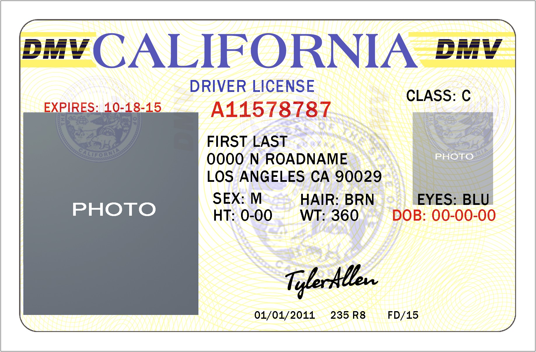 California Driver License Template Psd Free Download