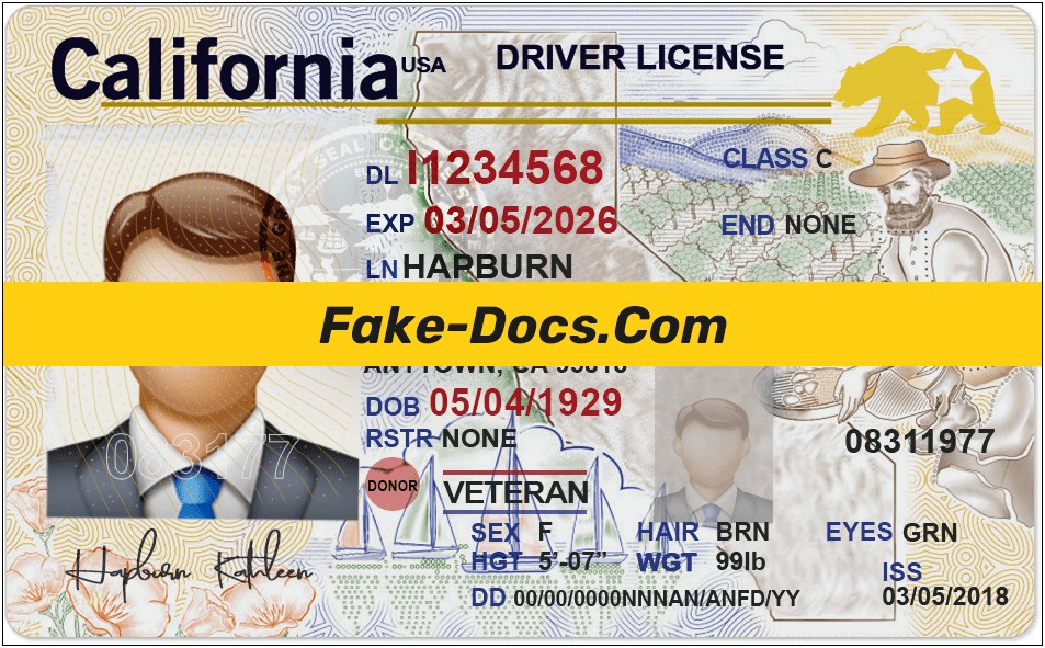 California Drivers License Psd Template Free