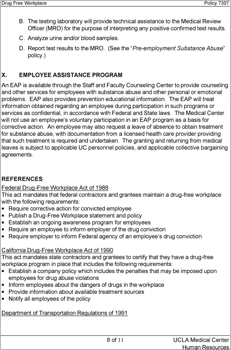 California Drug Free Workplace Policy Template