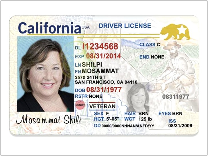 California Id Card Template Free Download Psd