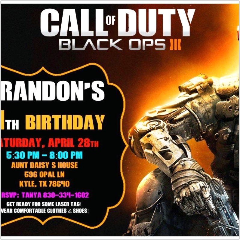 Call Of Duty Invitation Template Free