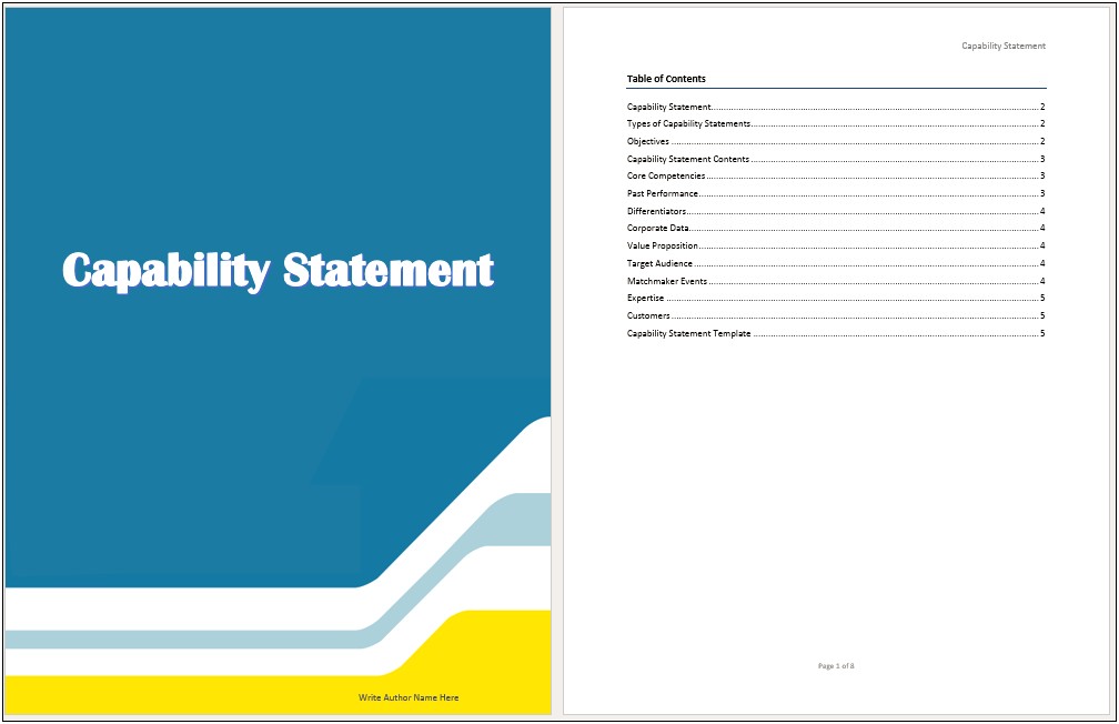 Capability Statement Template Word Document Free