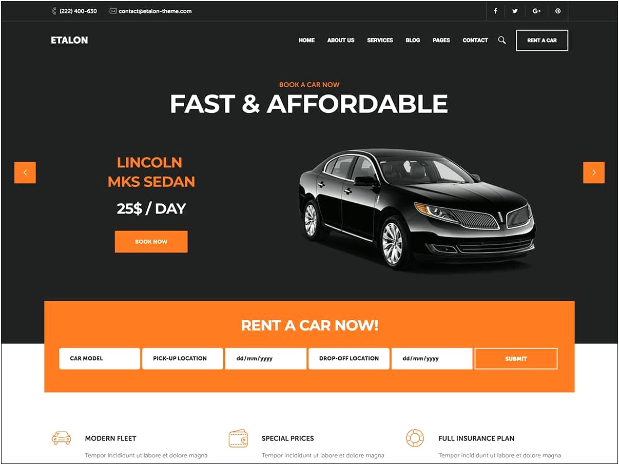 Car Rental Web Templates Free Download
