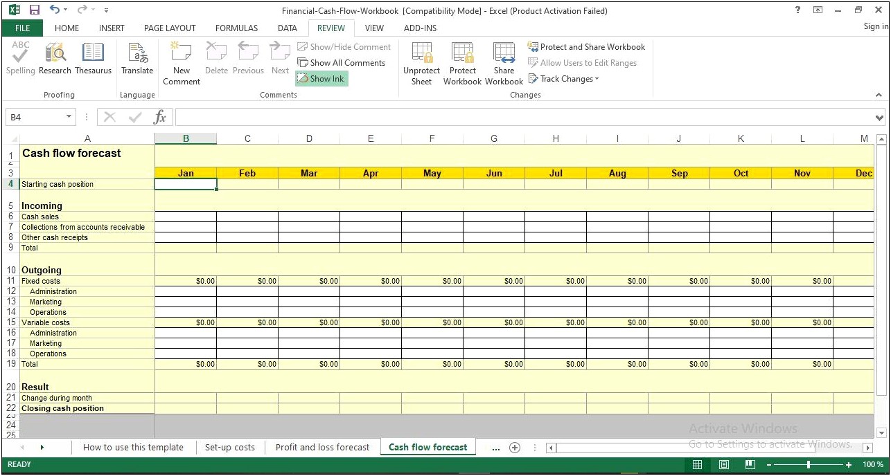 Cash Flow Excel Template Free Download