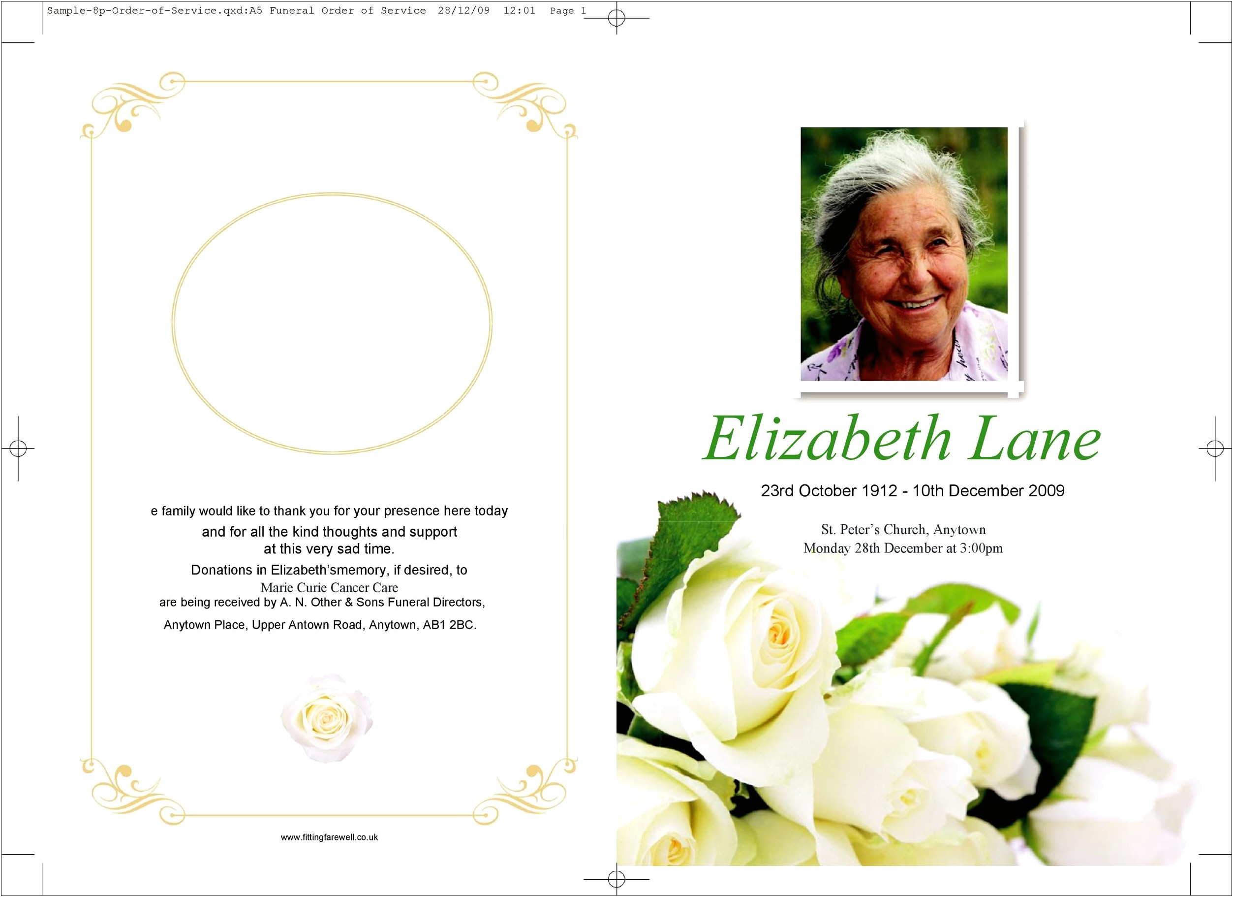Catholic Funeral Mass Booklet Template Free