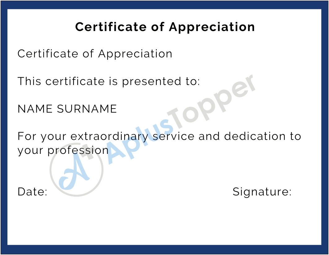 Certificate In Appreciation Template Free Download Word