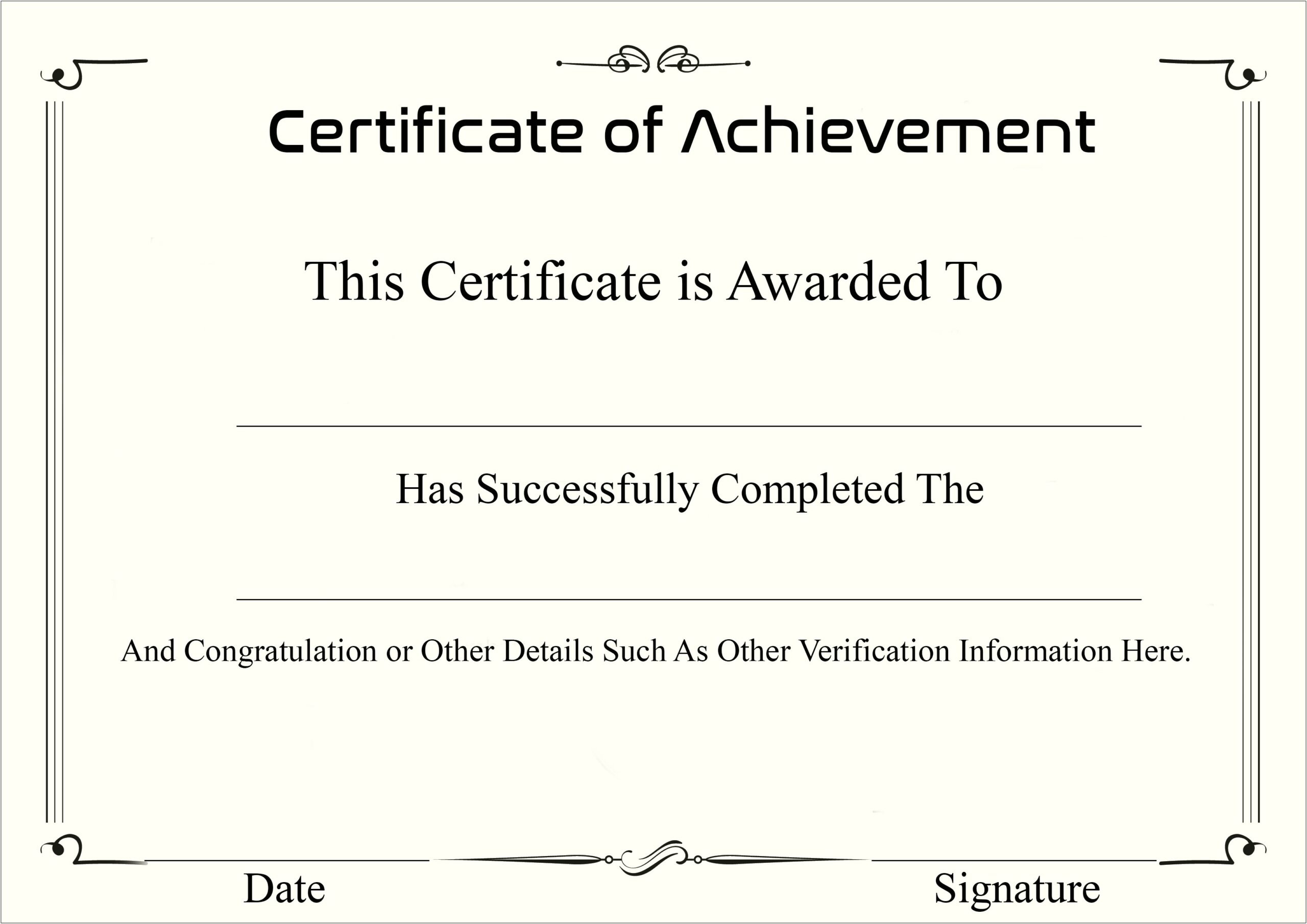 Certificate Of Achievement Template Free Printable