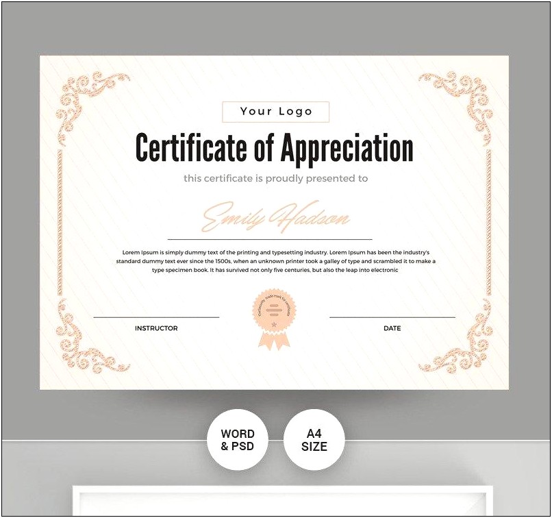 Certificate Of Appreciation Template Free Download Word