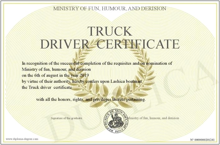 Certificate Of Appreciation Truck Driver Template Free