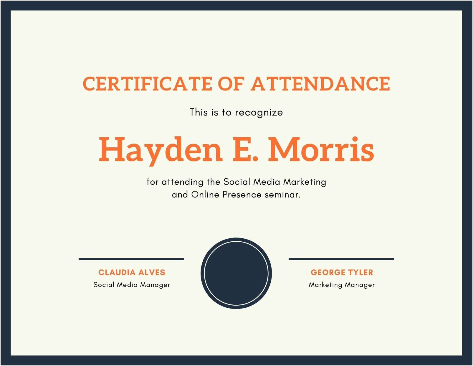 Certificate Of Attendance Template Word Free Download