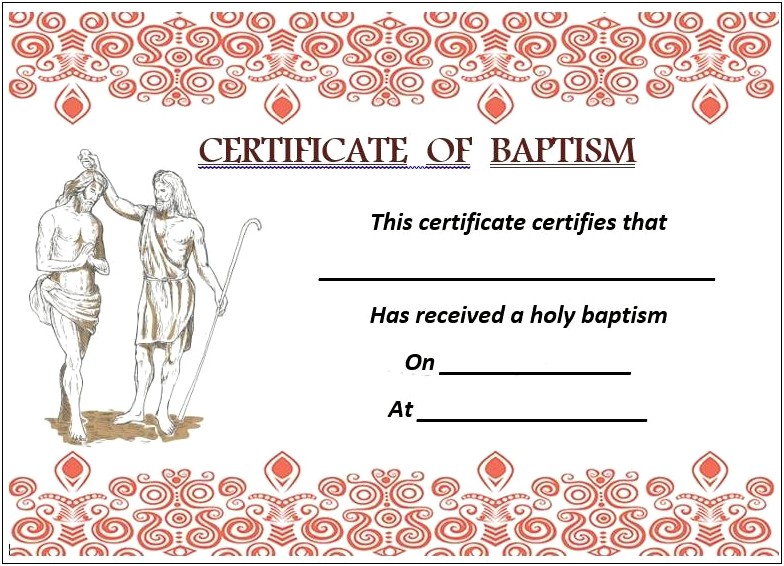 Certificate Of Baptism Word Template Free