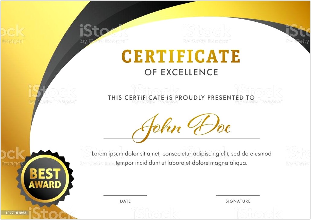 Certificate Of Excellence Template Free Download