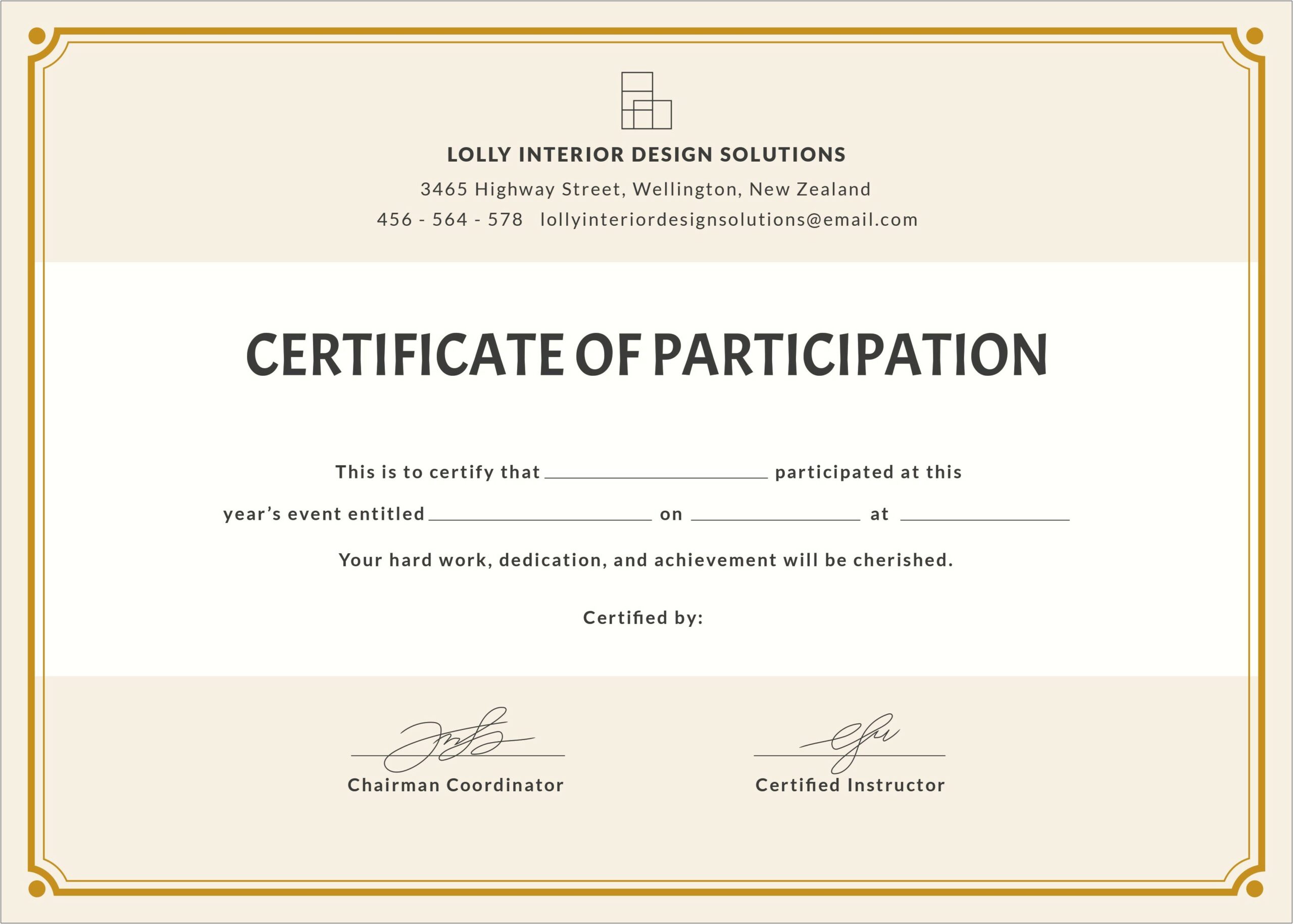 Certificate Of Participation Template Doc Free