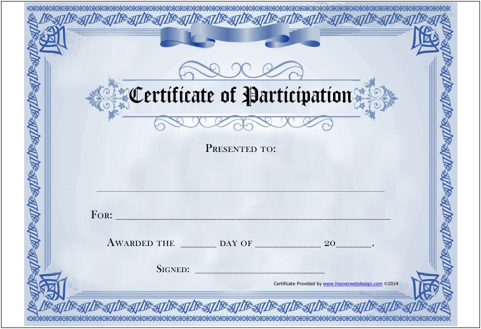 Certificate Of Participation Template Free Printable