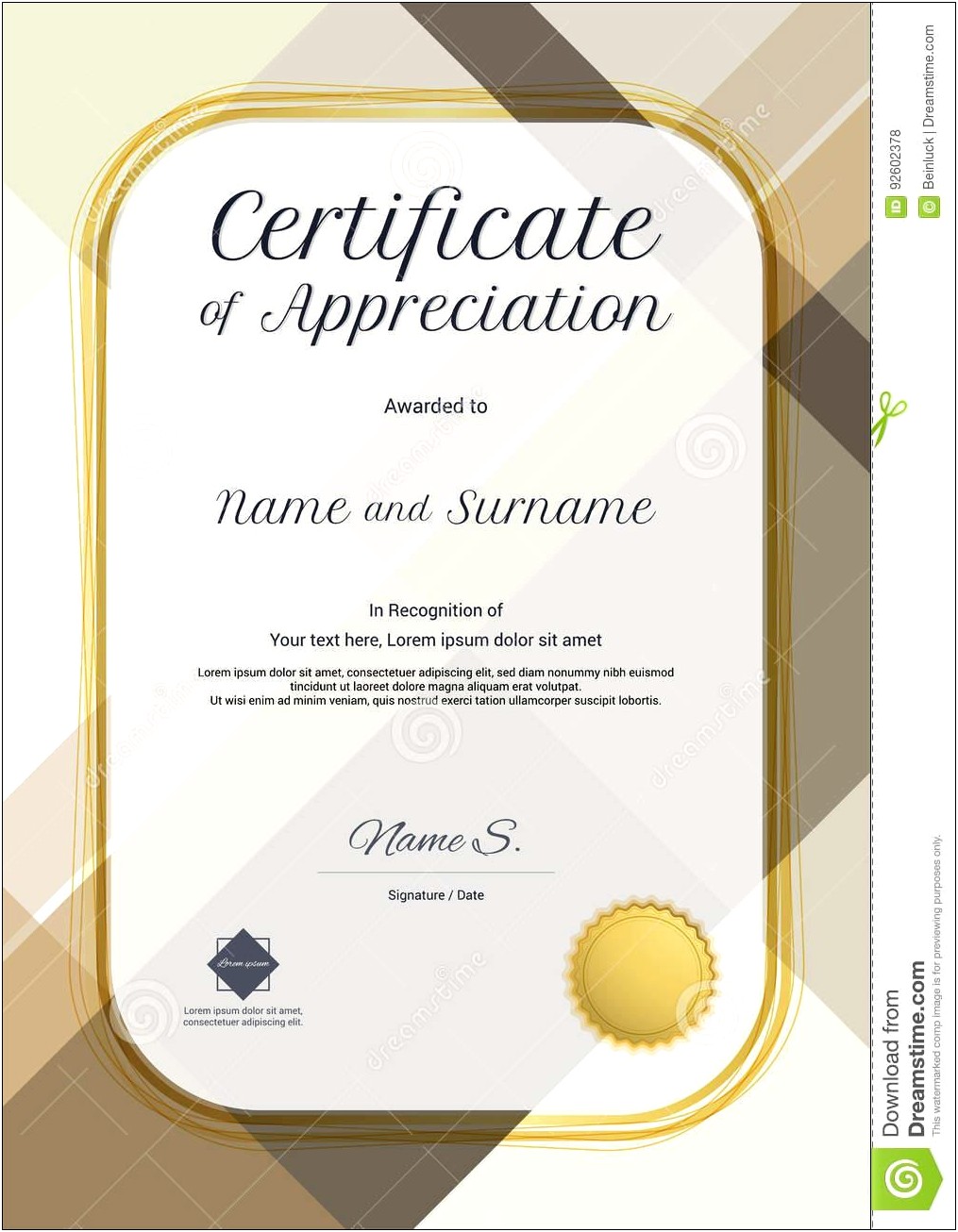 Certificate Of Recognition Template Free Download