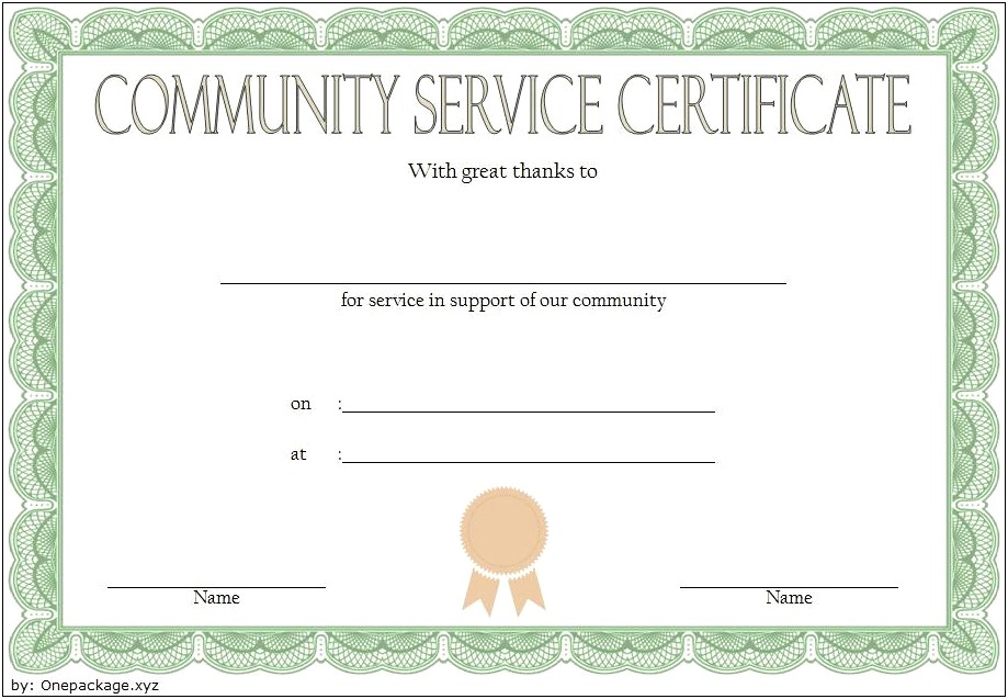 Certificate Of Service Template Free Download