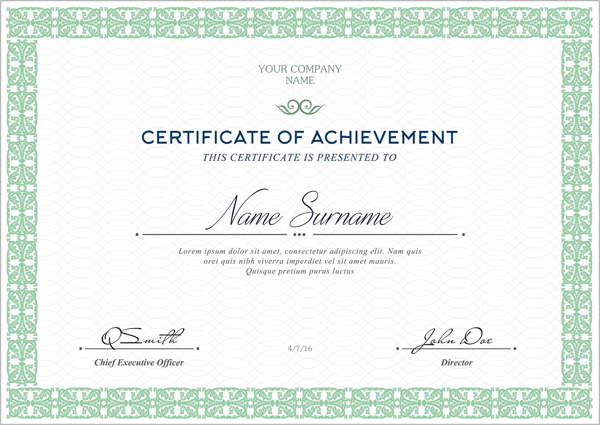 Certificate Of Training Template Psd Free