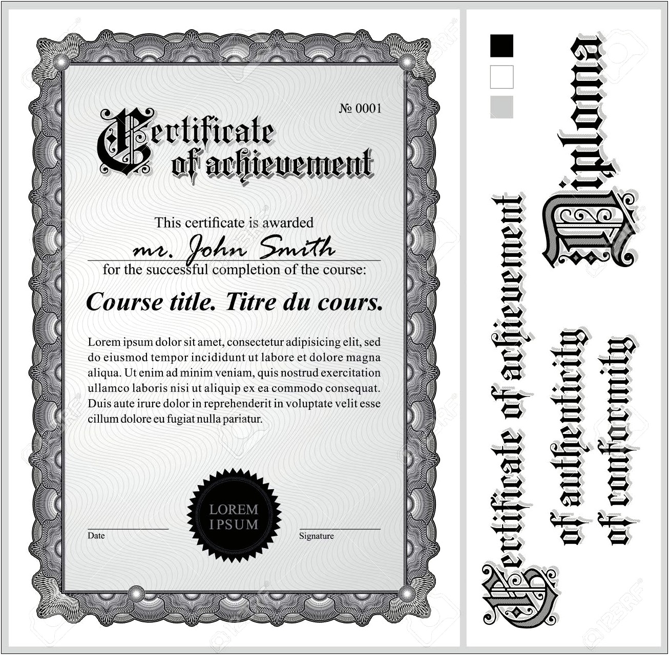 Certificate Template Black And White Free