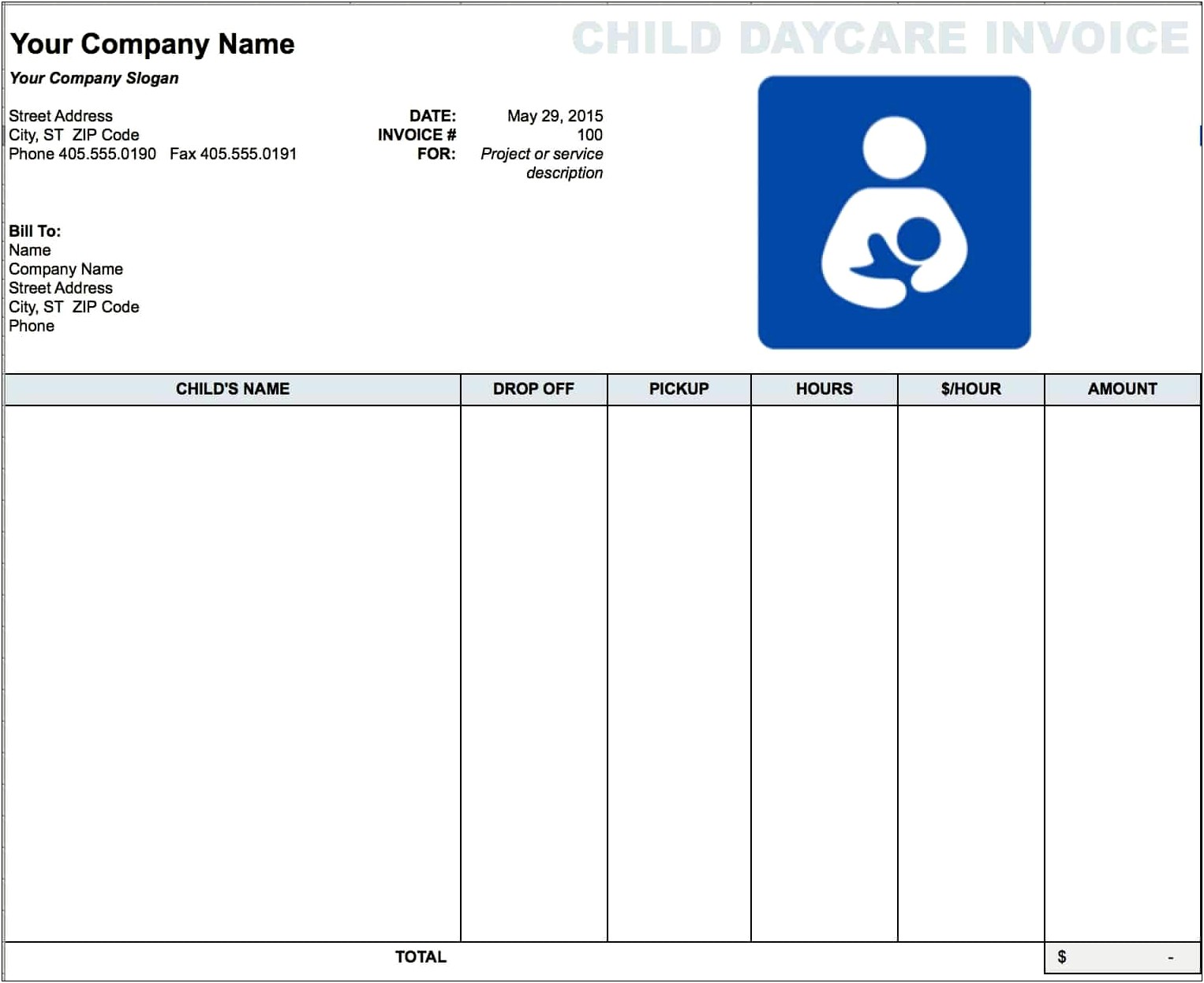 Child Care Receipt Template Word Free