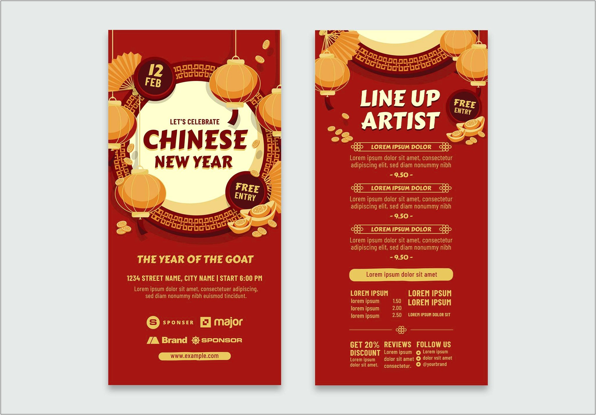 Chinese New Year Menu Template Free