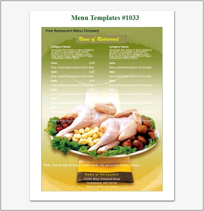 Chinese Restaurant Dine In Menu Template Free Download