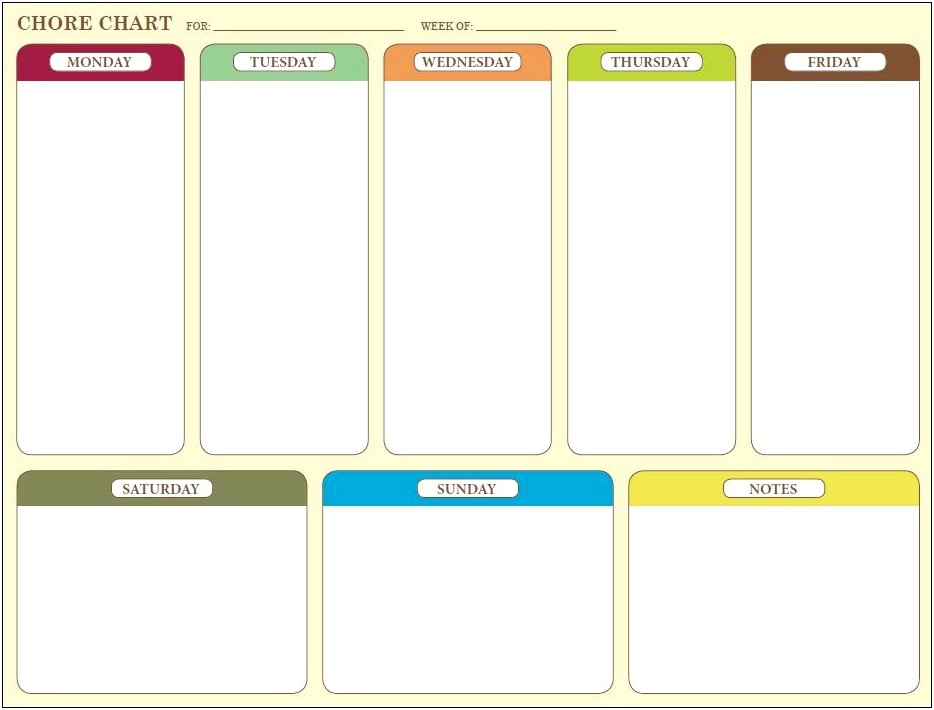 Chore Chart Template For Family Of 3 Free