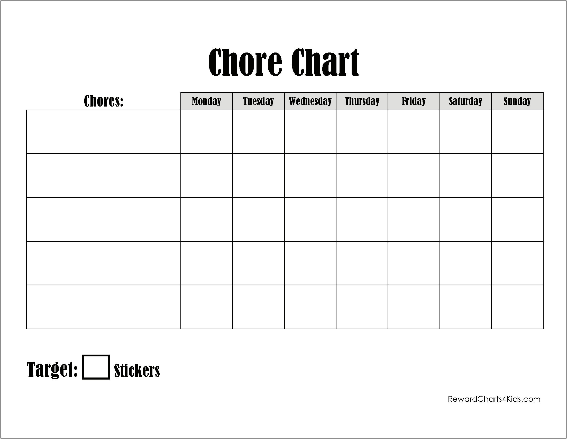 Chore Chart Template For Kids Free
