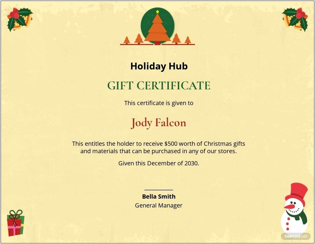 Christmas Award Certificate Template Free Download