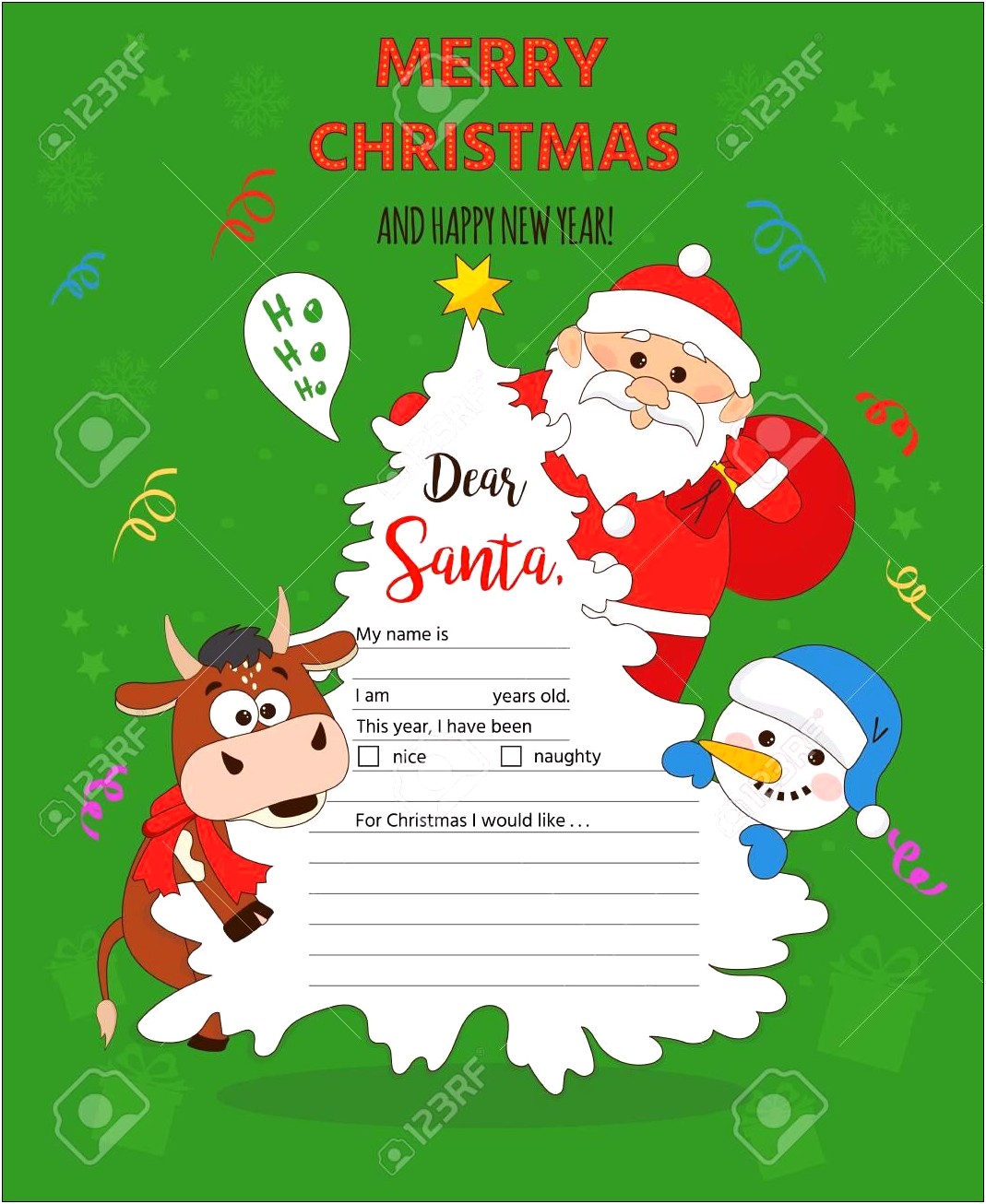 Christmas List To Santa Template Free