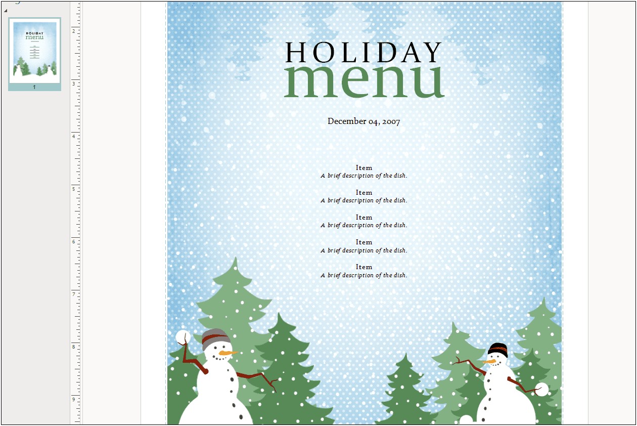 Christmas Menu Design Template Free Download