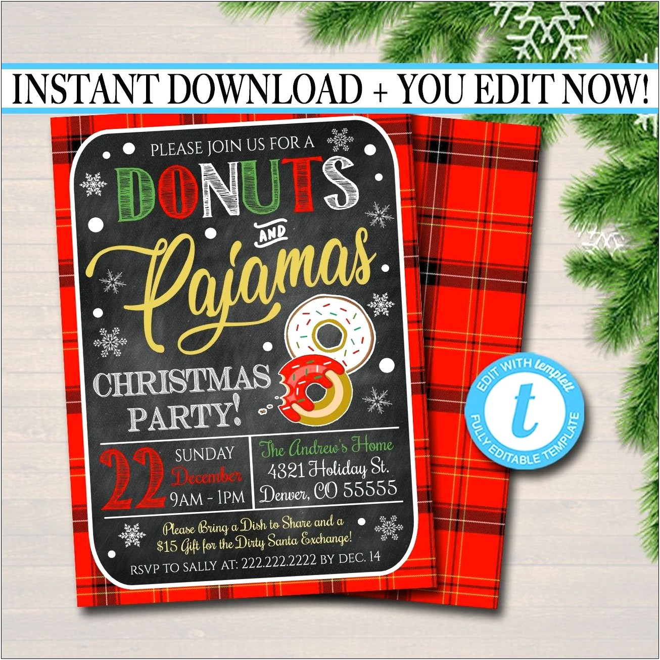 Christmas Pajama Party Invitation Free Template